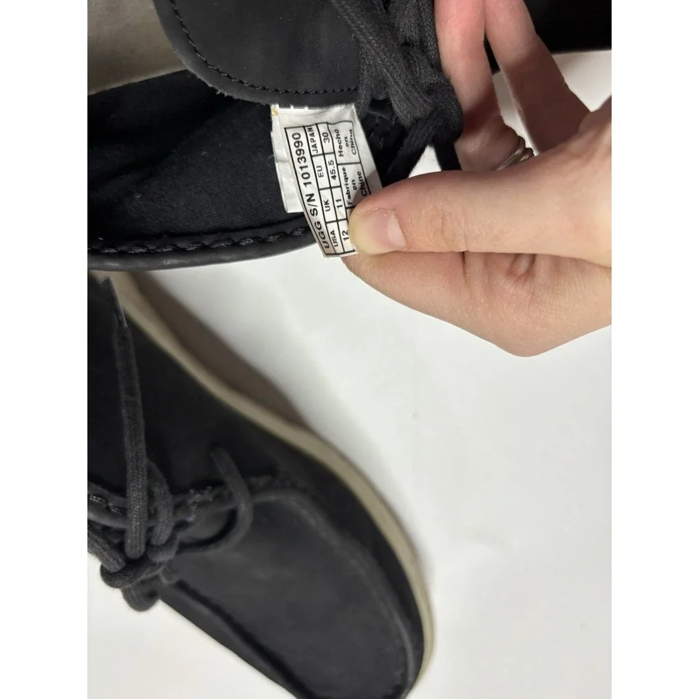 UGG Boots Hendrickson Chukka Mens 12 Lace up Black Suede Leather 1013990
